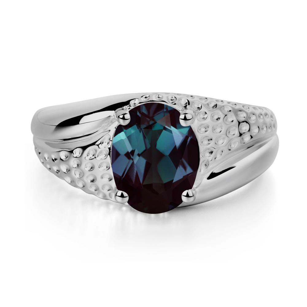 Rugged Oval Alexandrite Ring for Men - LUO Jewelry #metal_platinum