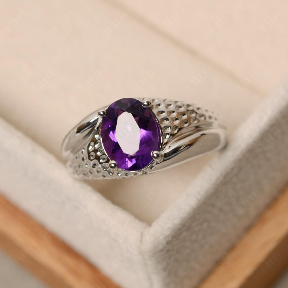 Rugged Oval Amethyst Ring for Men