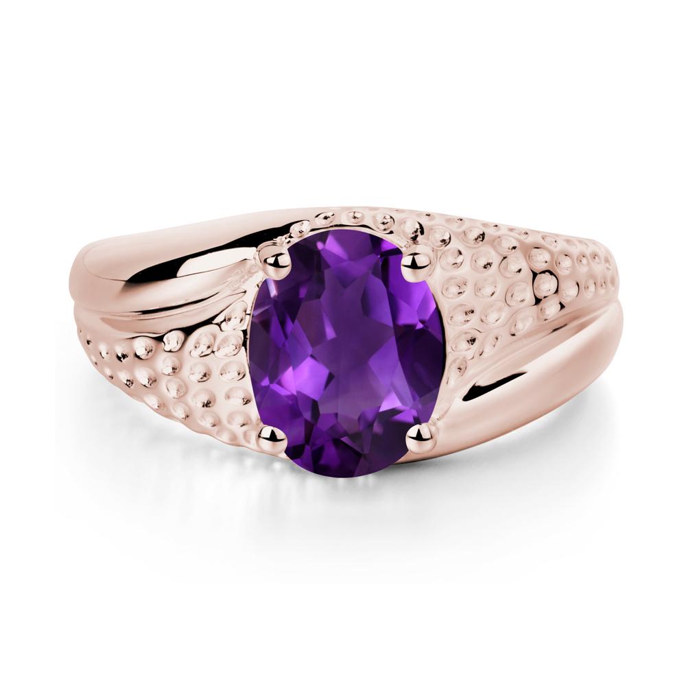 Rugged Oval Amethyst Ring for Men - LUO Jewelry #metal_14k rose gold