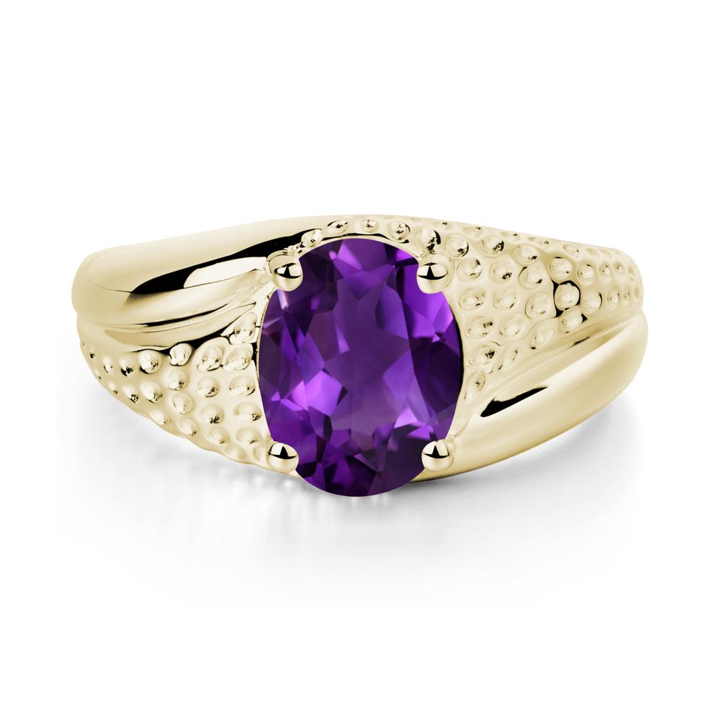 Rugged Oval Amethyst Ring for Men - LUO Jewelry #metal_14k yellow gold