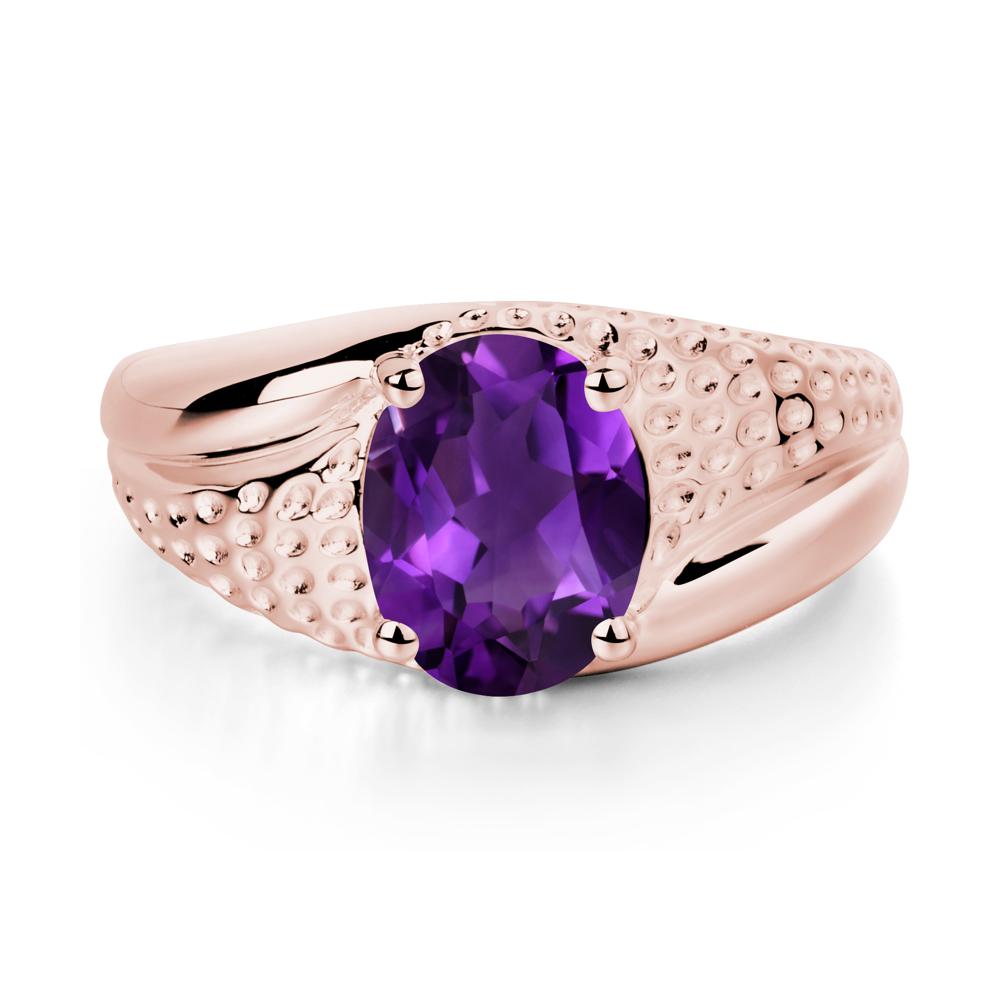 Rugged Oval Amethyst Ring for Men - LUO Jewelry #metal_18k rose gold