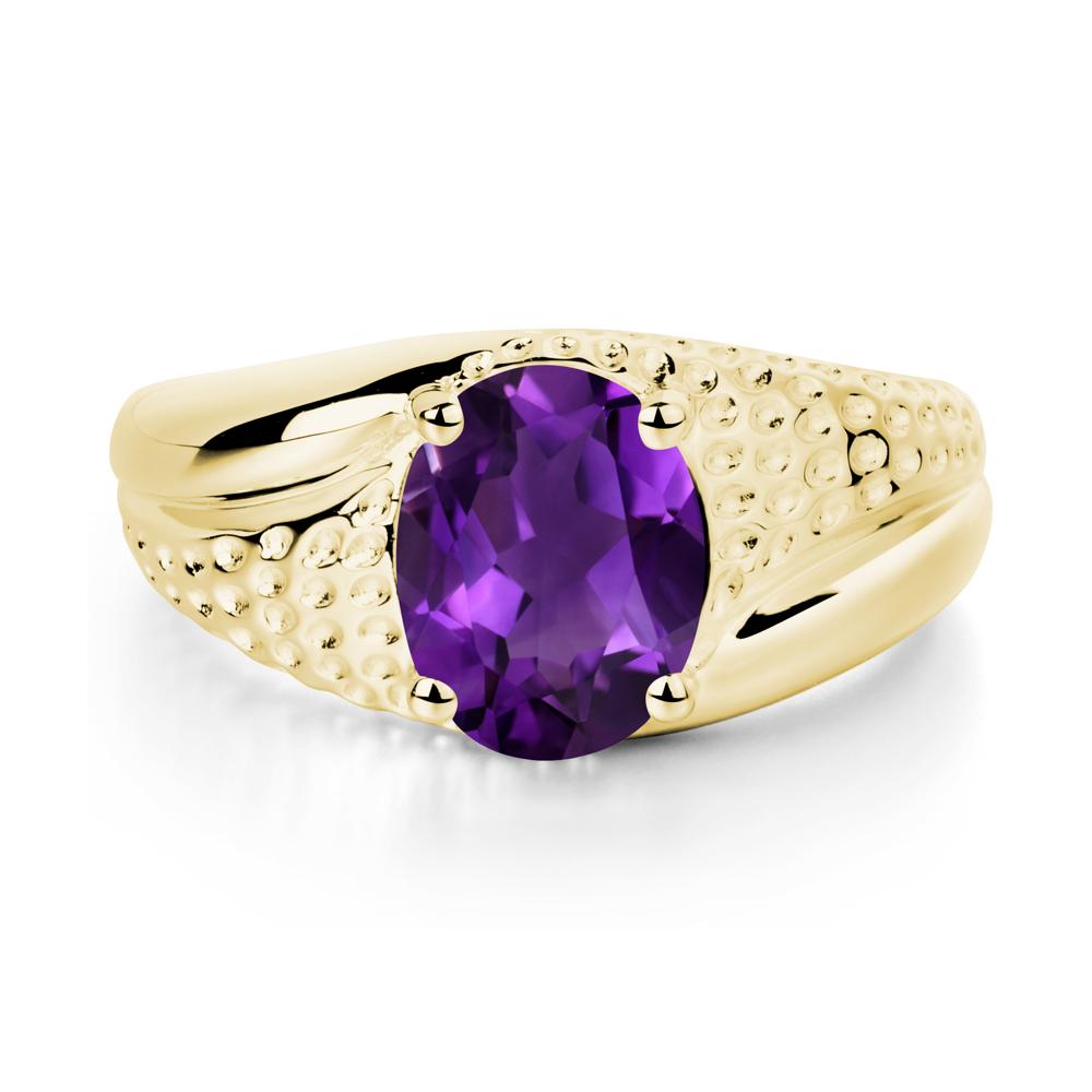 Rugged Oval Amethyst Ring for Men - LUO Jewelry #metal_18k yellow gold