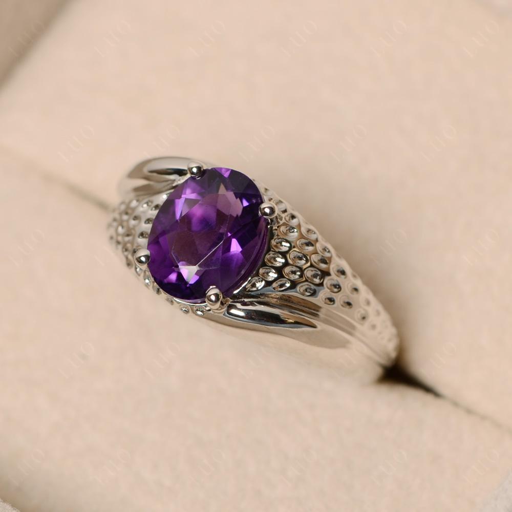 Rugged Oval Amethyst Ring for Men