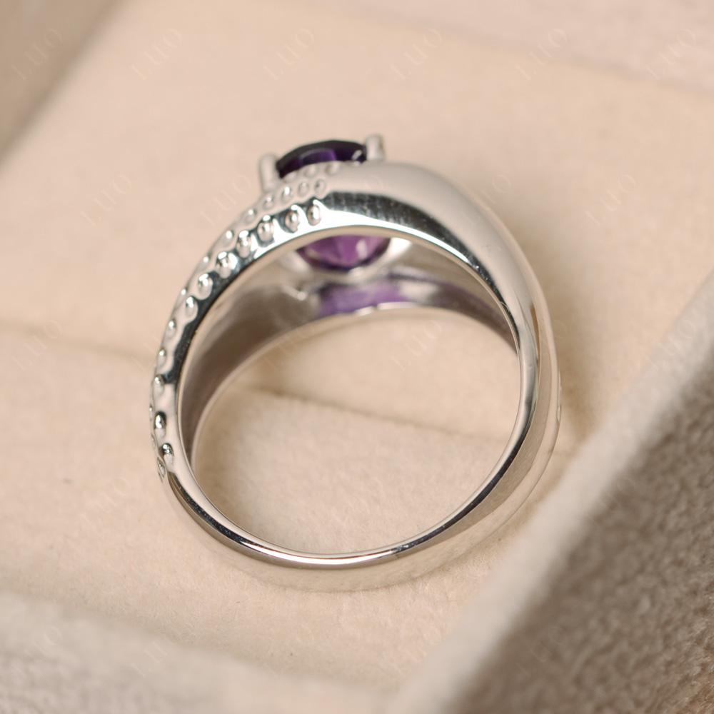 Rugged Oval Amethyst Ring for Men