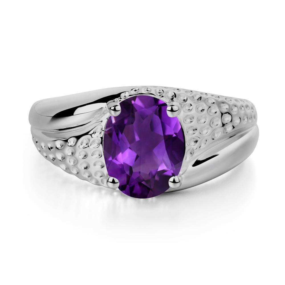 Rugged Oval Amethyst Ring for Men - LUO Jewelry #metal_platinum