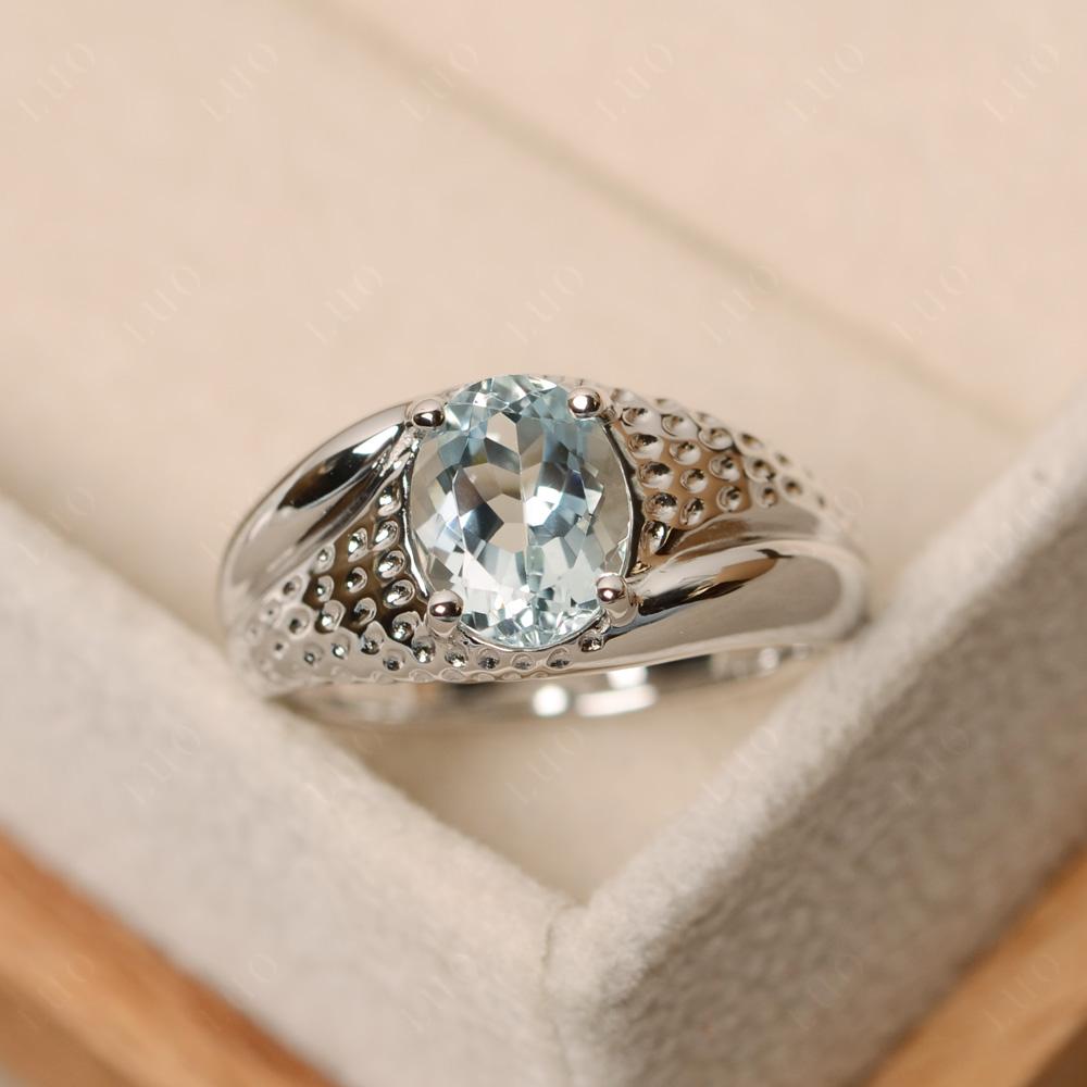 Rugged Oval Aquamarine Ring for Men