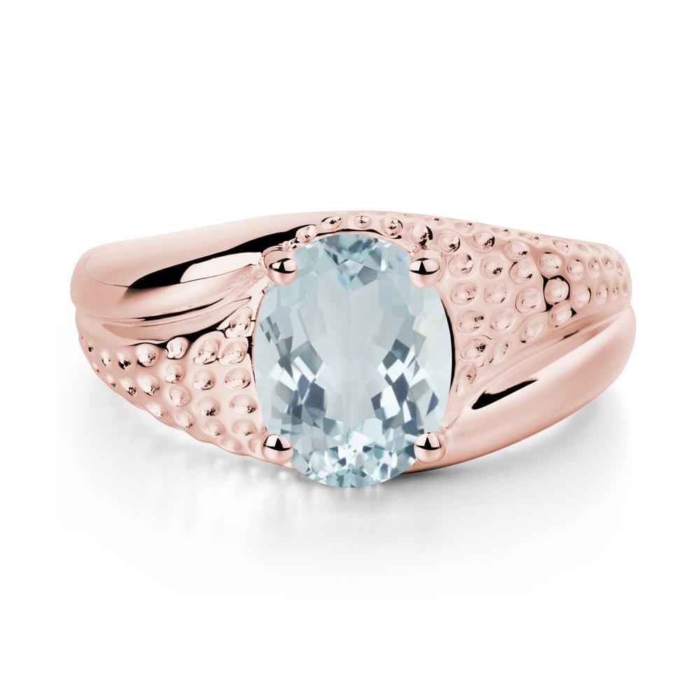 Rugged Oval Aquamarine Ring for Men - LUO Jewelry #metal_18k rose gold