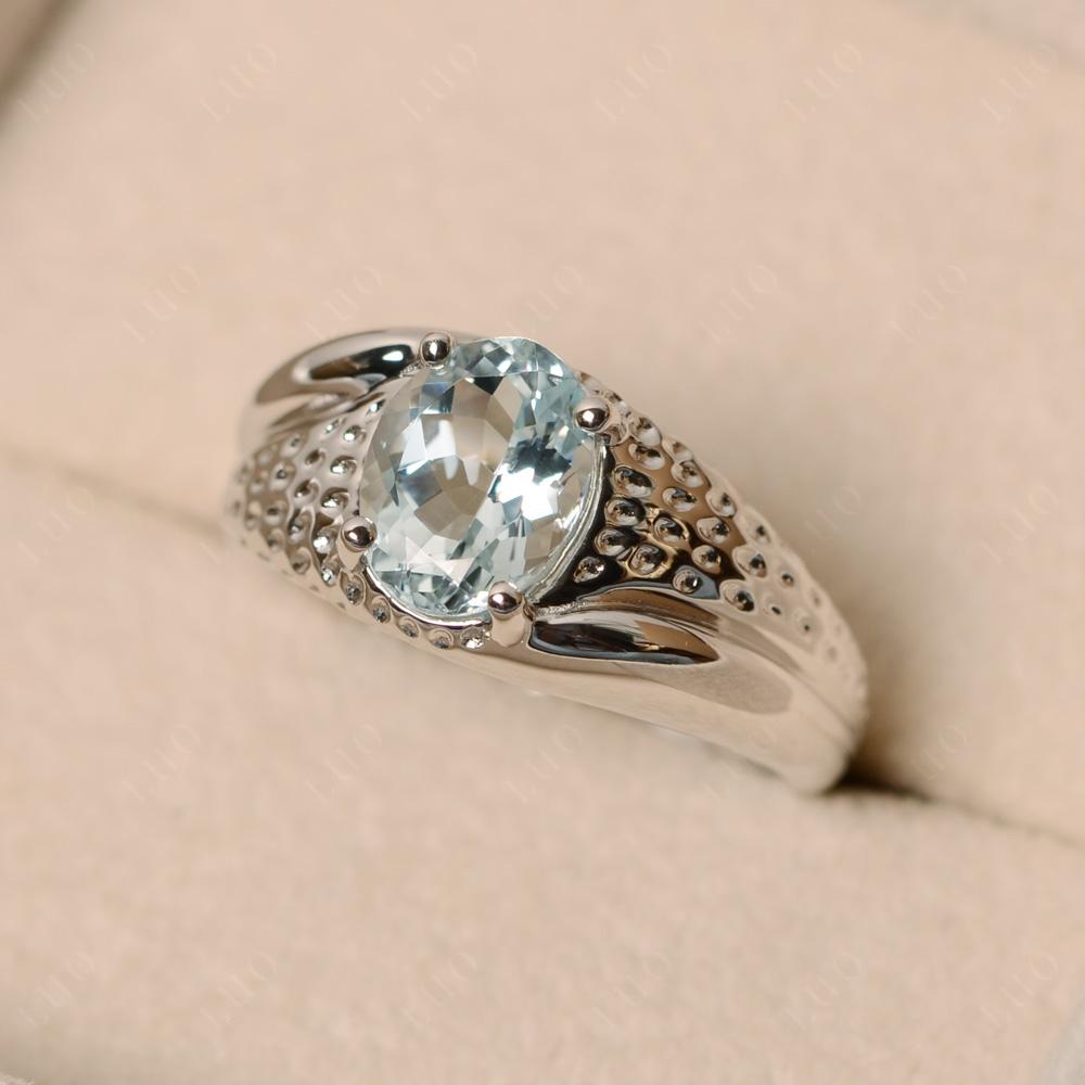 Rugged Oval Aquamarine Ring for Men