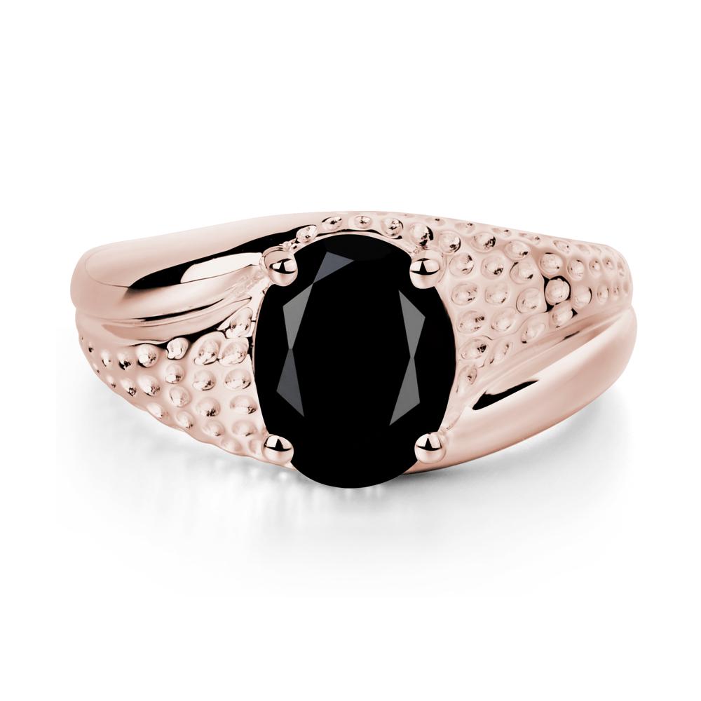 Rugged Oval Black Spinel Ring for Men - LUO Jewelry #metal_14k rose gold