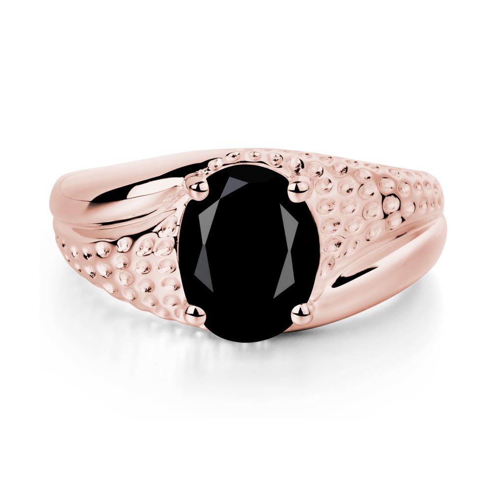 Rugged Oval Black Spinel Ring for Men - LUO Jewelry #metal_18k rose gold