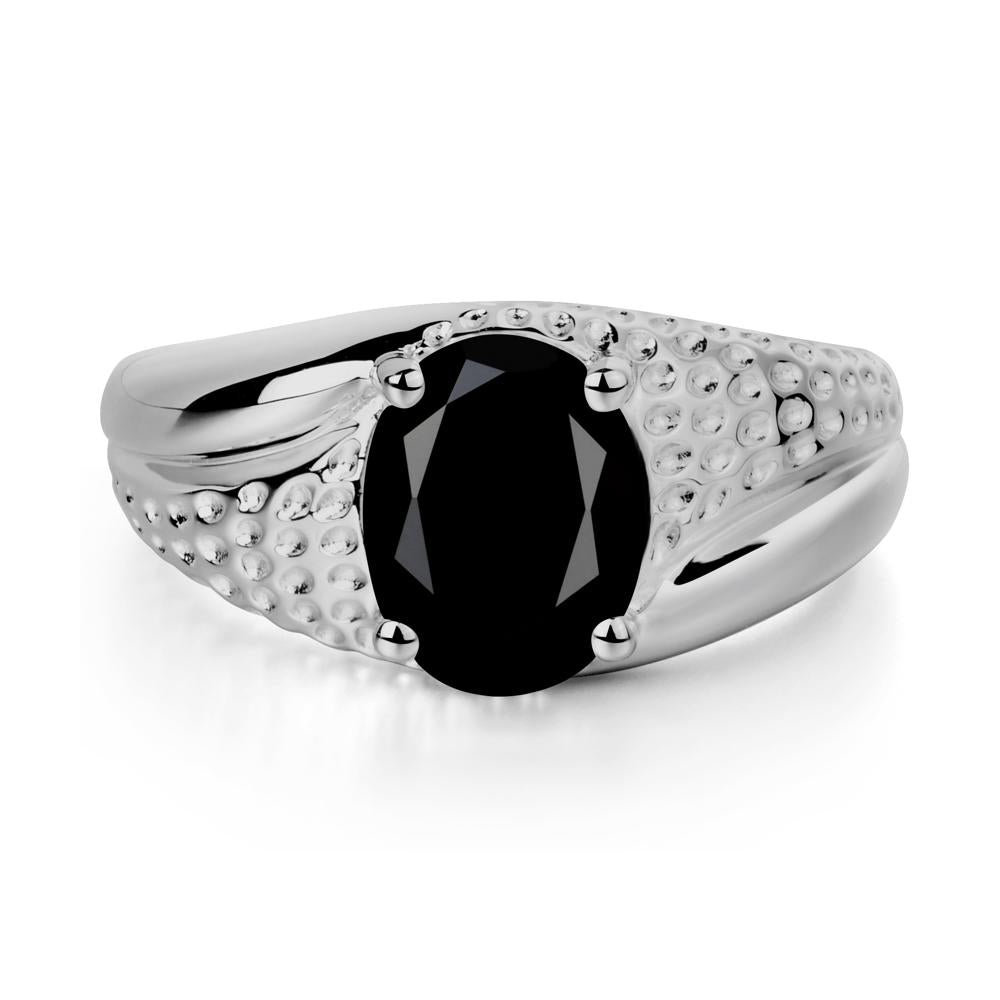 Rugged Oval Black Spinel Ring for Men - LUO Jewelry #metal_platinum