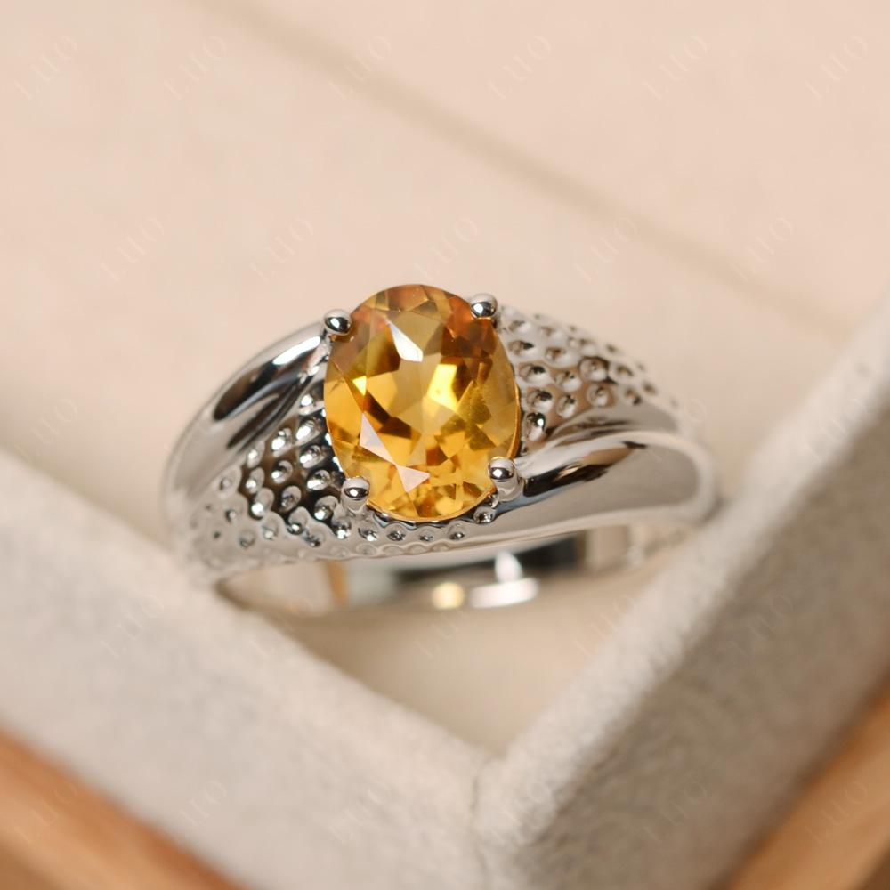 Rugged Oval Citrine Ring for Men