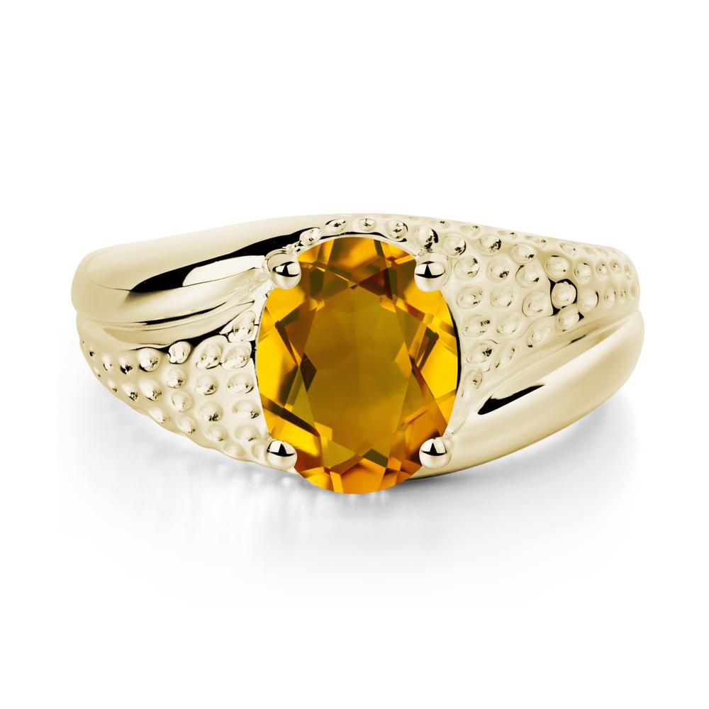 Rugged Oval Citrine Ring for Men - LUO Jewelry #metal_14k yellow gold