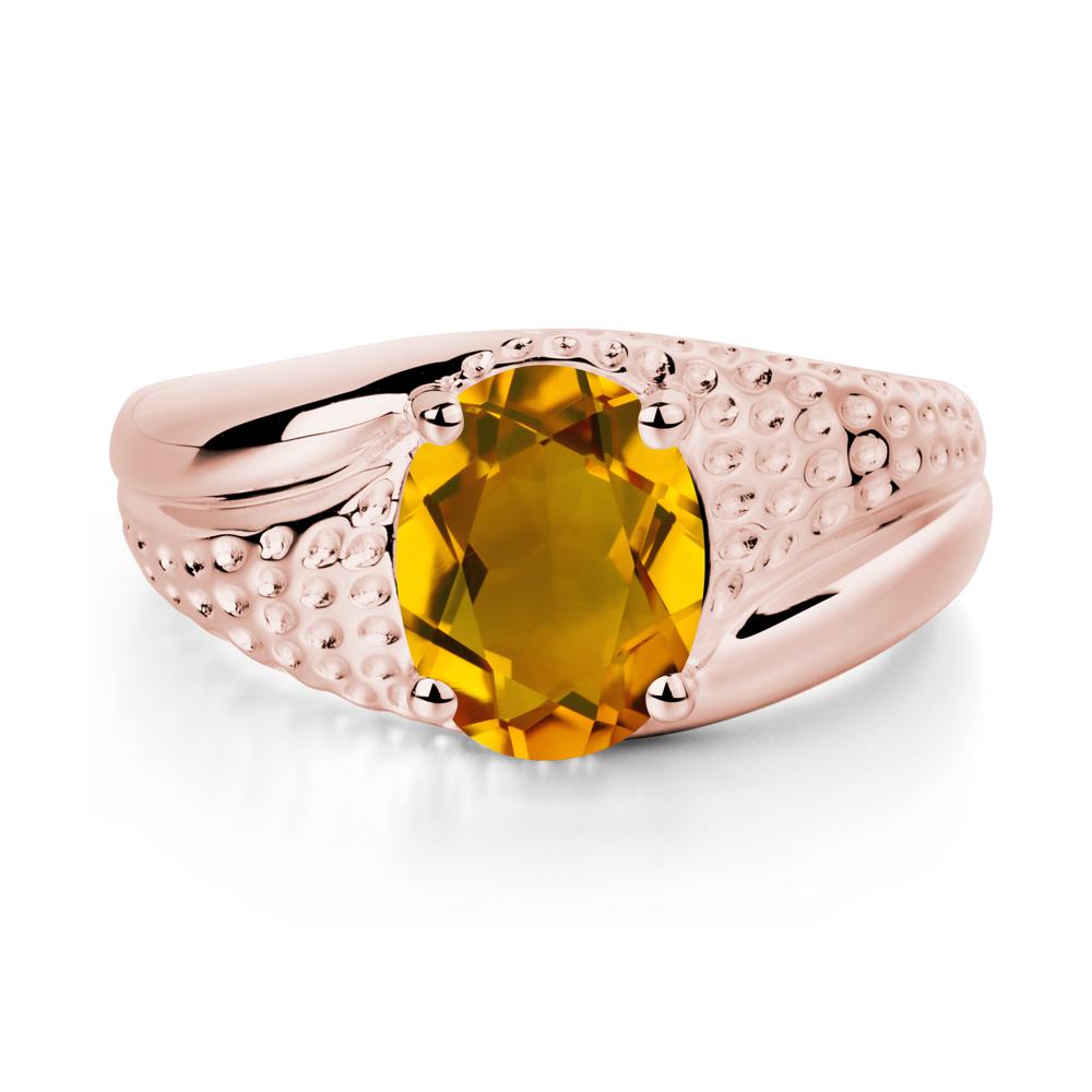 Rugged Oval Citrine Ring for Men - LUO Jewelry #metal_18k rose gold