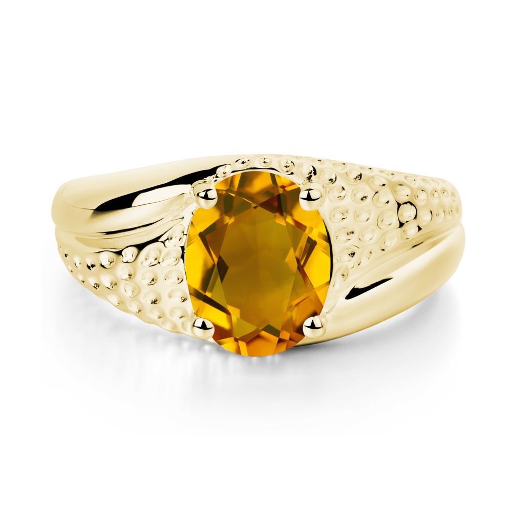 Rugged Oval Citrine Ring for Men - LUO Jewelry #metal_18k yellow gold