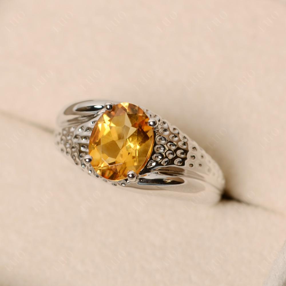 Rugged Oval Citrine Ring for Men