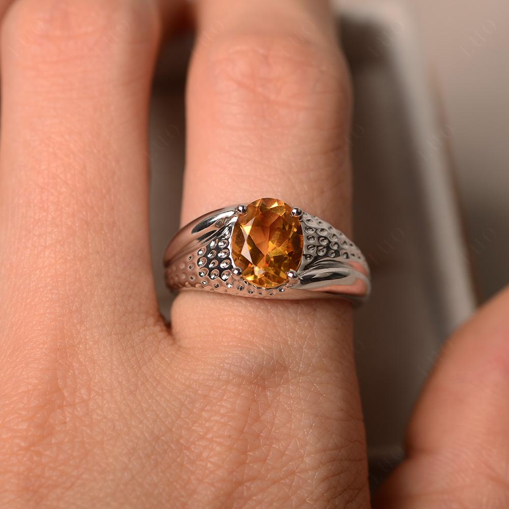 Rugged Oval Citrine Ring for Men