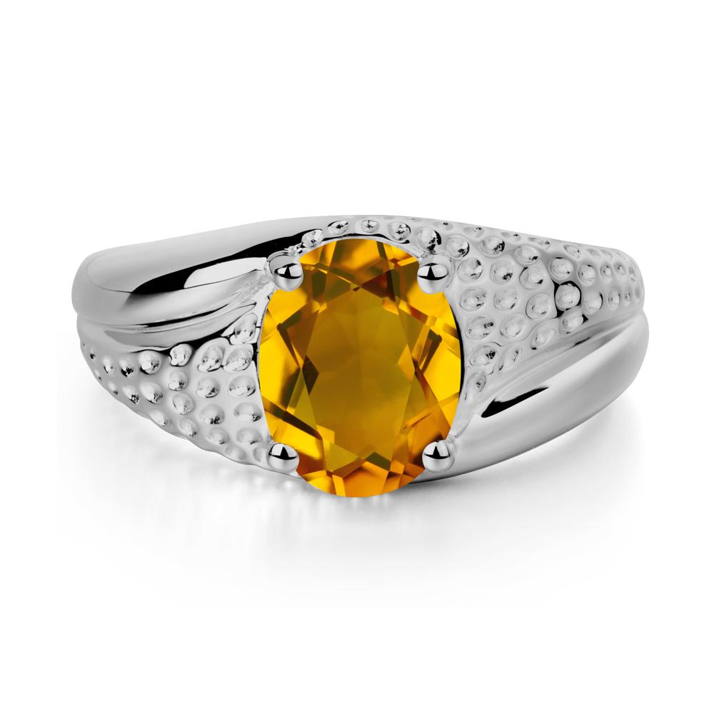 Rugged Oval Citrine Ring for Men - LUO Jewelry #metal_platinum