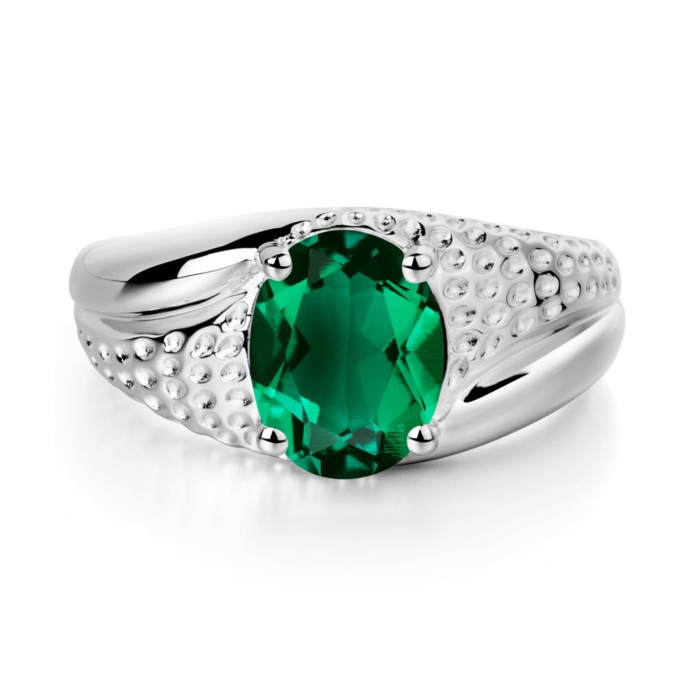 Rugged Oval Emerald Ring for Men - LUO Jewelry #metal_sterling silver