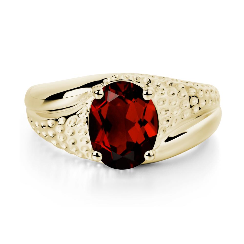 Rugged Oval Garnet Ring for Men - LUO Jewelry #metal_14k yellow gold