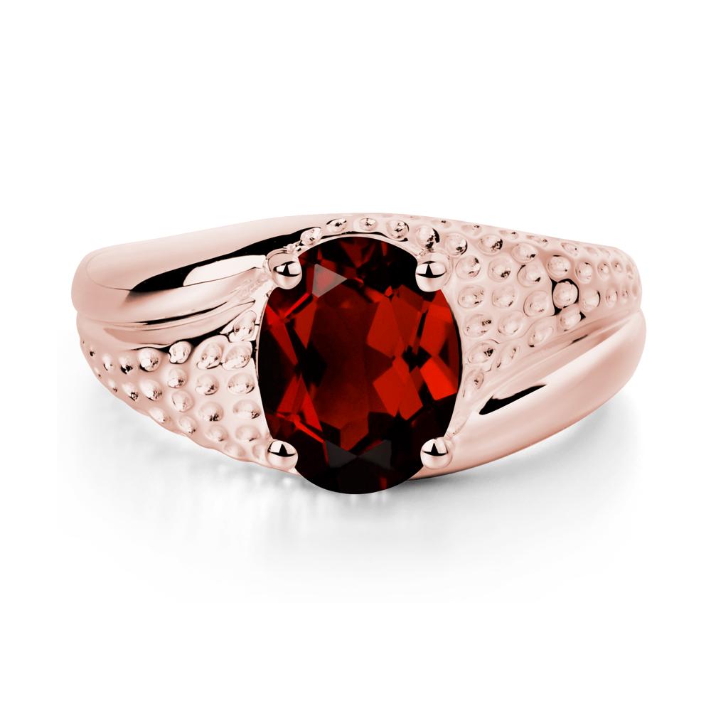 Rugged Oval Garnet Ring for Men - LUO Jewelry #metal_18k rose gold