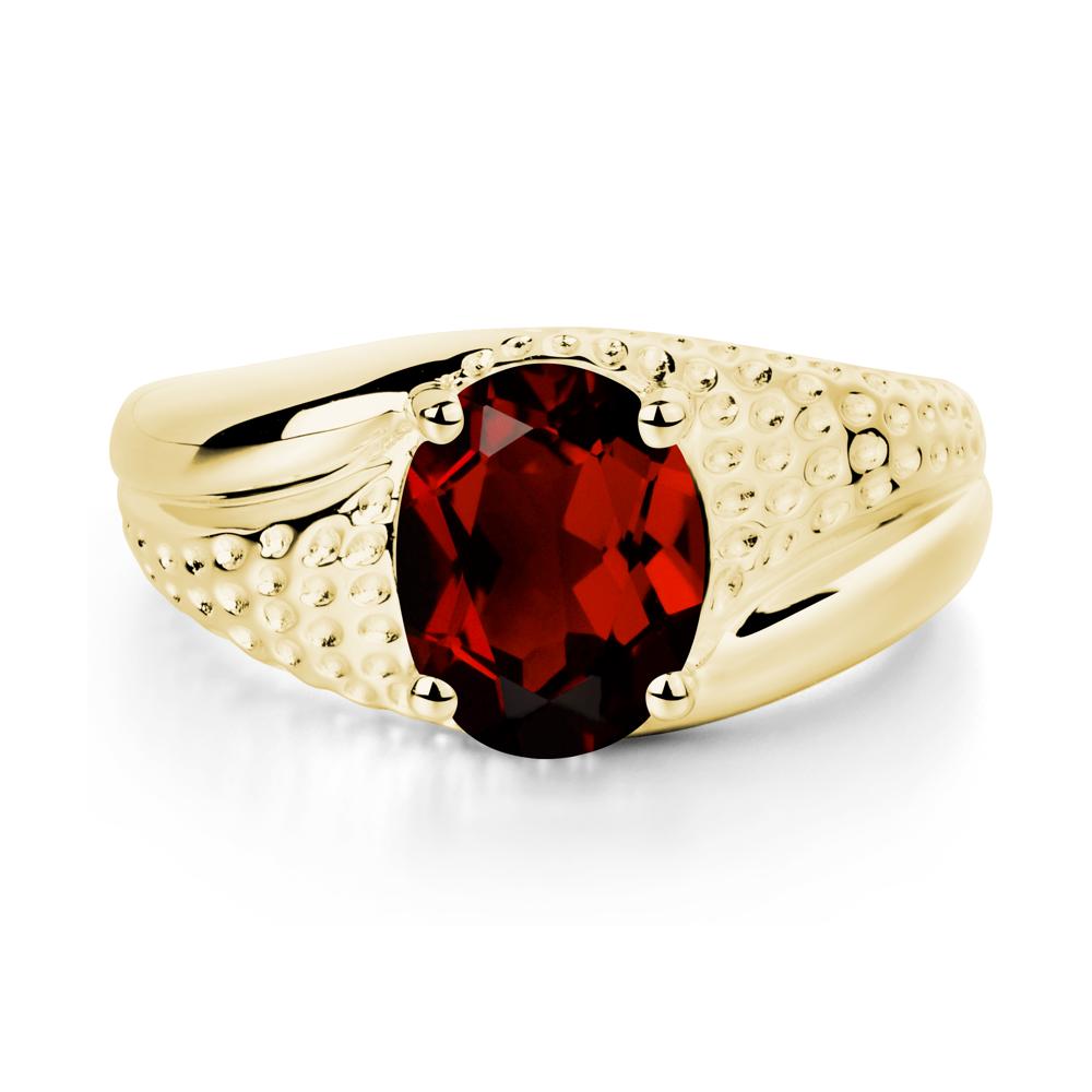 Rugged Oval Garnet Ring for Men - LUO Jewelry #metal_18k yellow gold