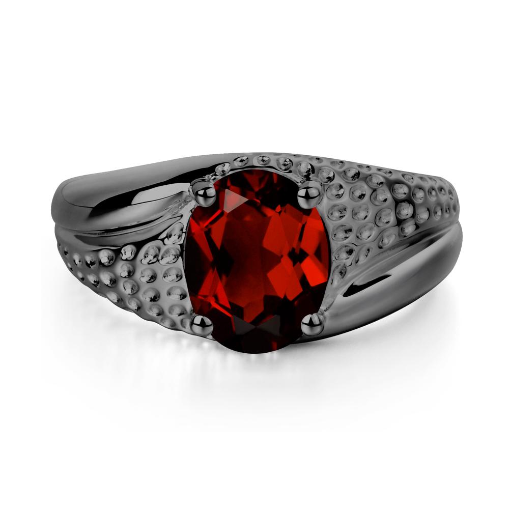 Rugged Oval Garnet Ring for Men - LUO Jewelry #metal_black finish sterling silver