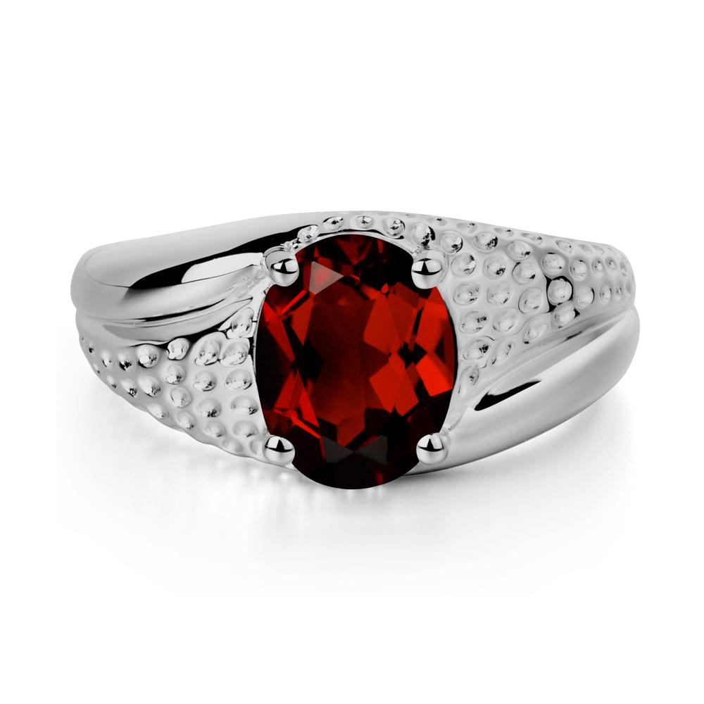 Rugged Oval Garnet Ring for Men - LUO Jewelry #metal_platinum