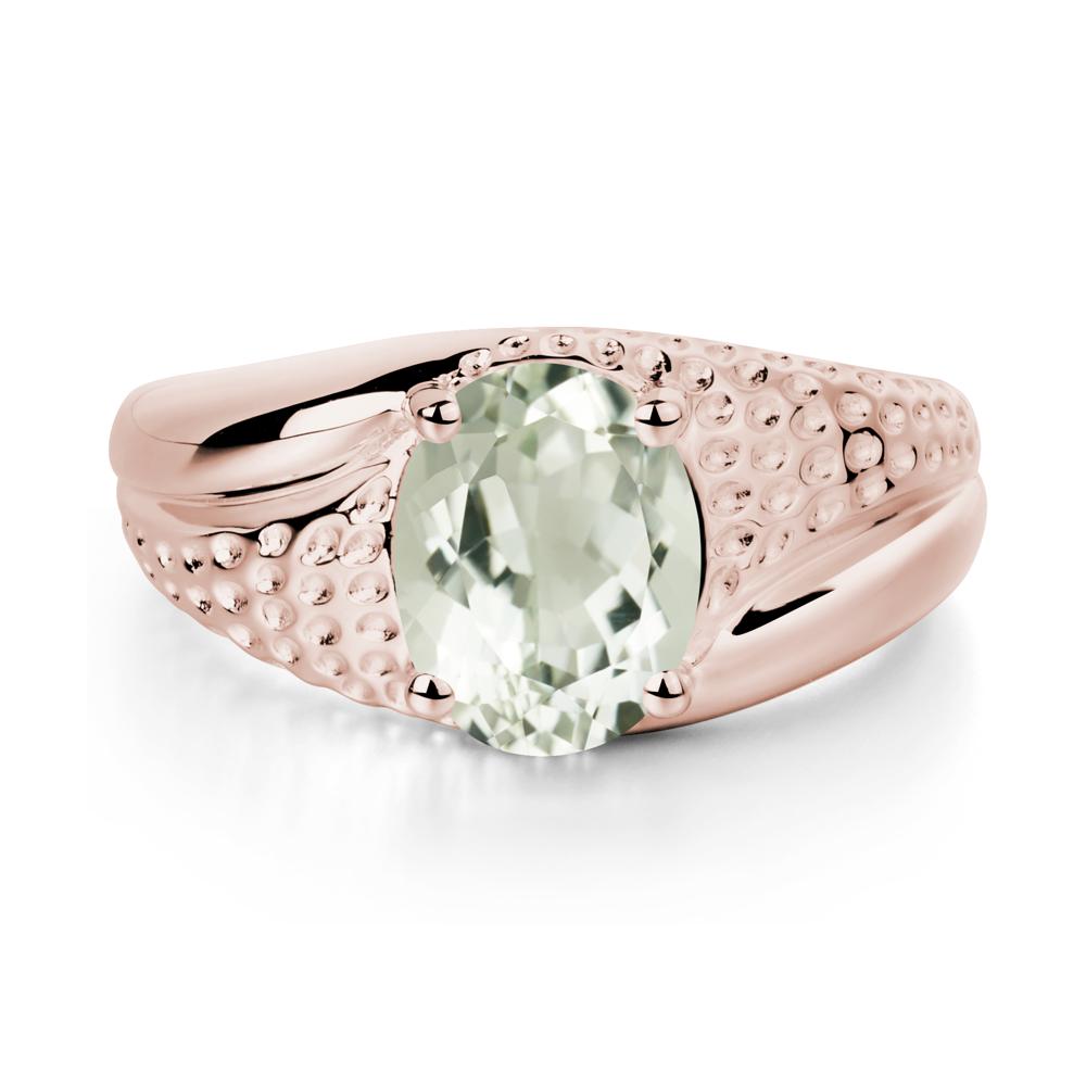 Rugged Oval Green Amethyst Ring for Men - LUO Jewelry #metal_14k rose gold