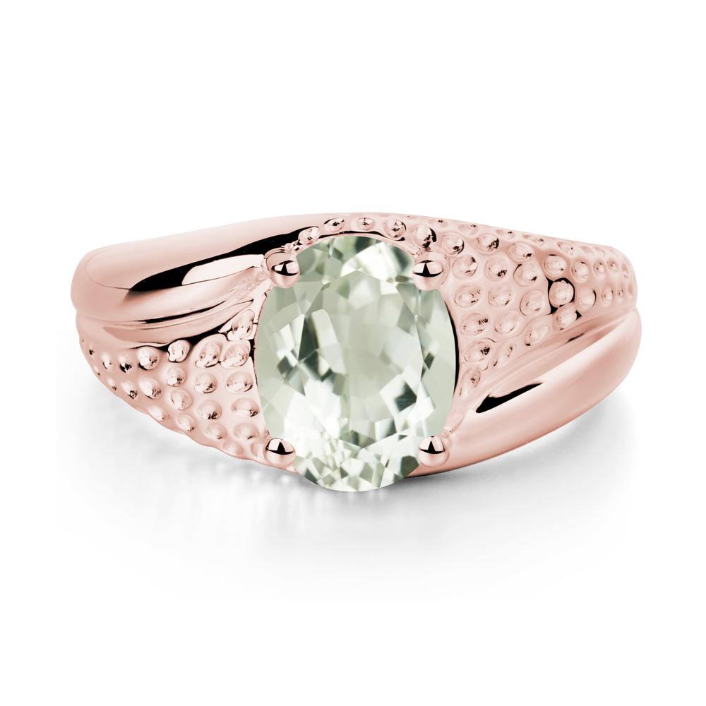 Rugged Oval Green Amethyst Ring for Men - LUO Jewelry #metal_18k rose gold