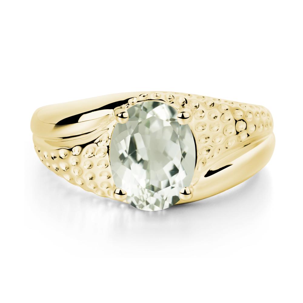 Rugged Oval Green Amethyst Ring for Men - LUO Jewelry #metal_18k yellow gold