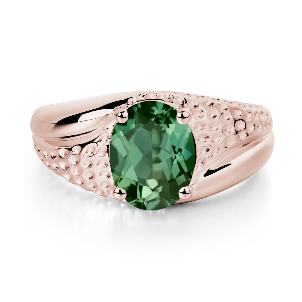 Rugged Oval Green Sapphire Ring for Men - LUO Jewelry #metal_14k rose gold