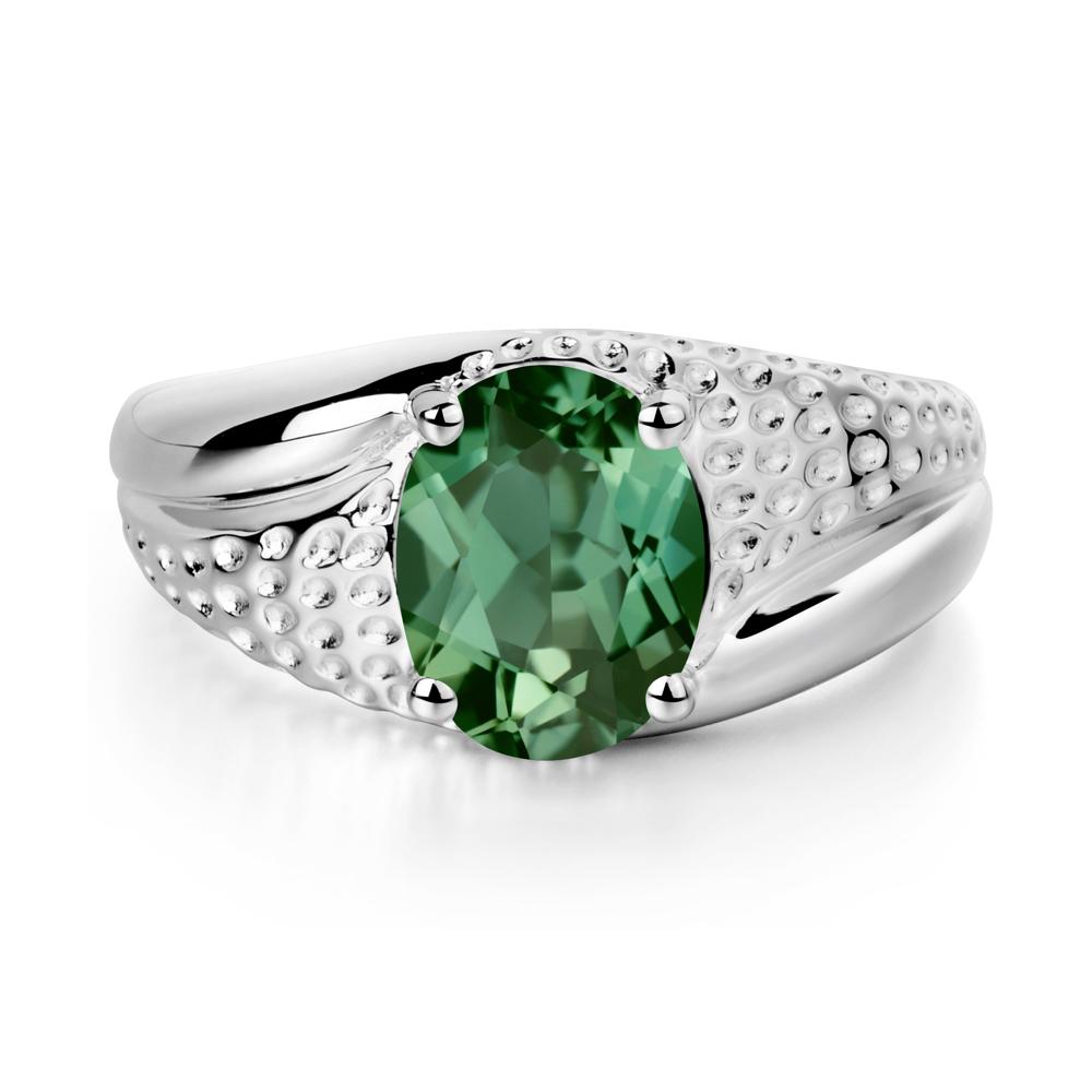 Rugged Oval Green Sapphire Ring for Men - LUO Jewelry #metal_14k white gold