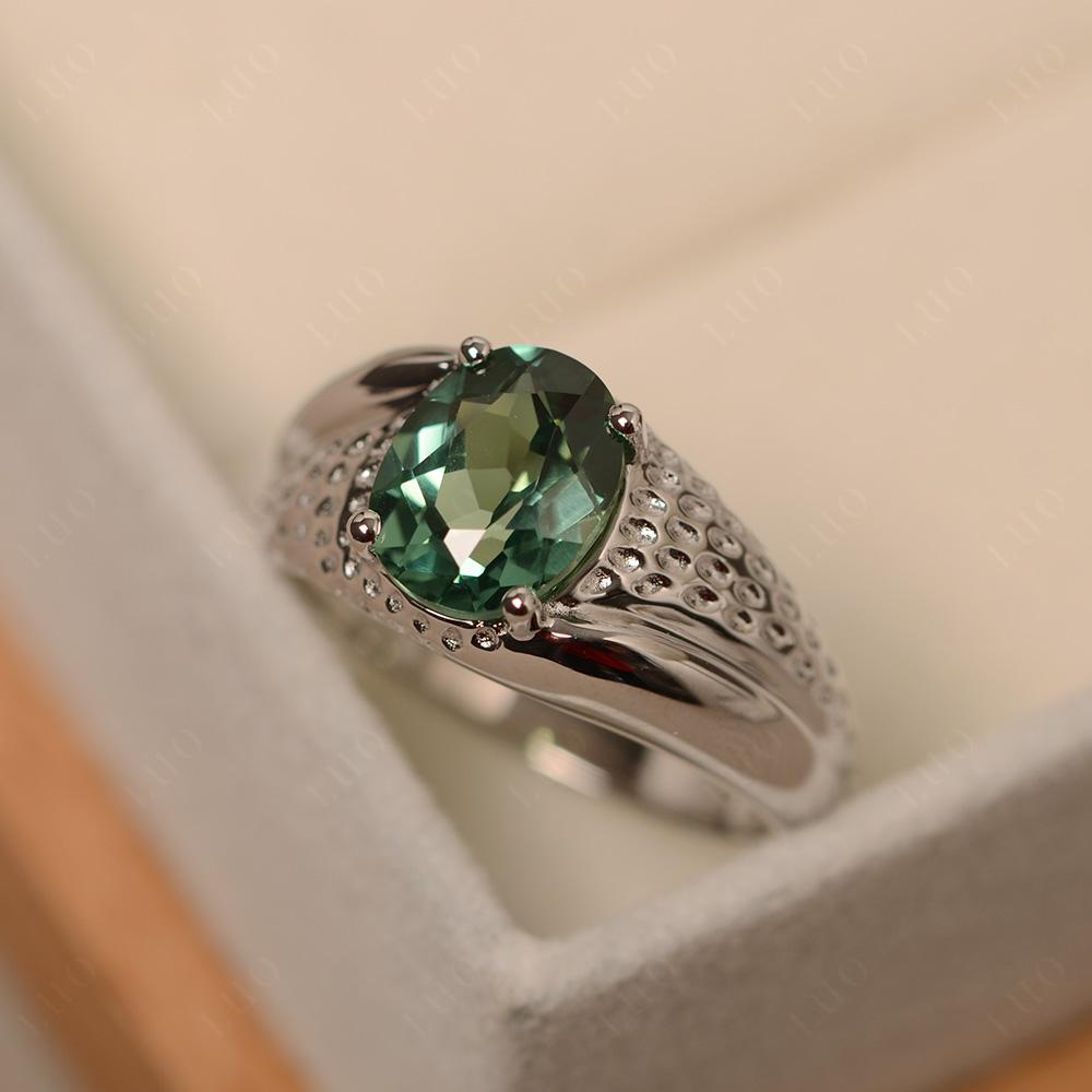 Rugged Oval Green Sapphire Ring for Men