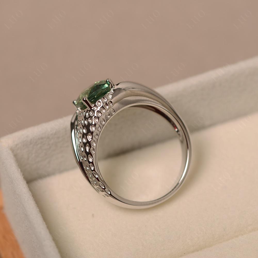 Rugged Oval Green Sapphire Ring for Men