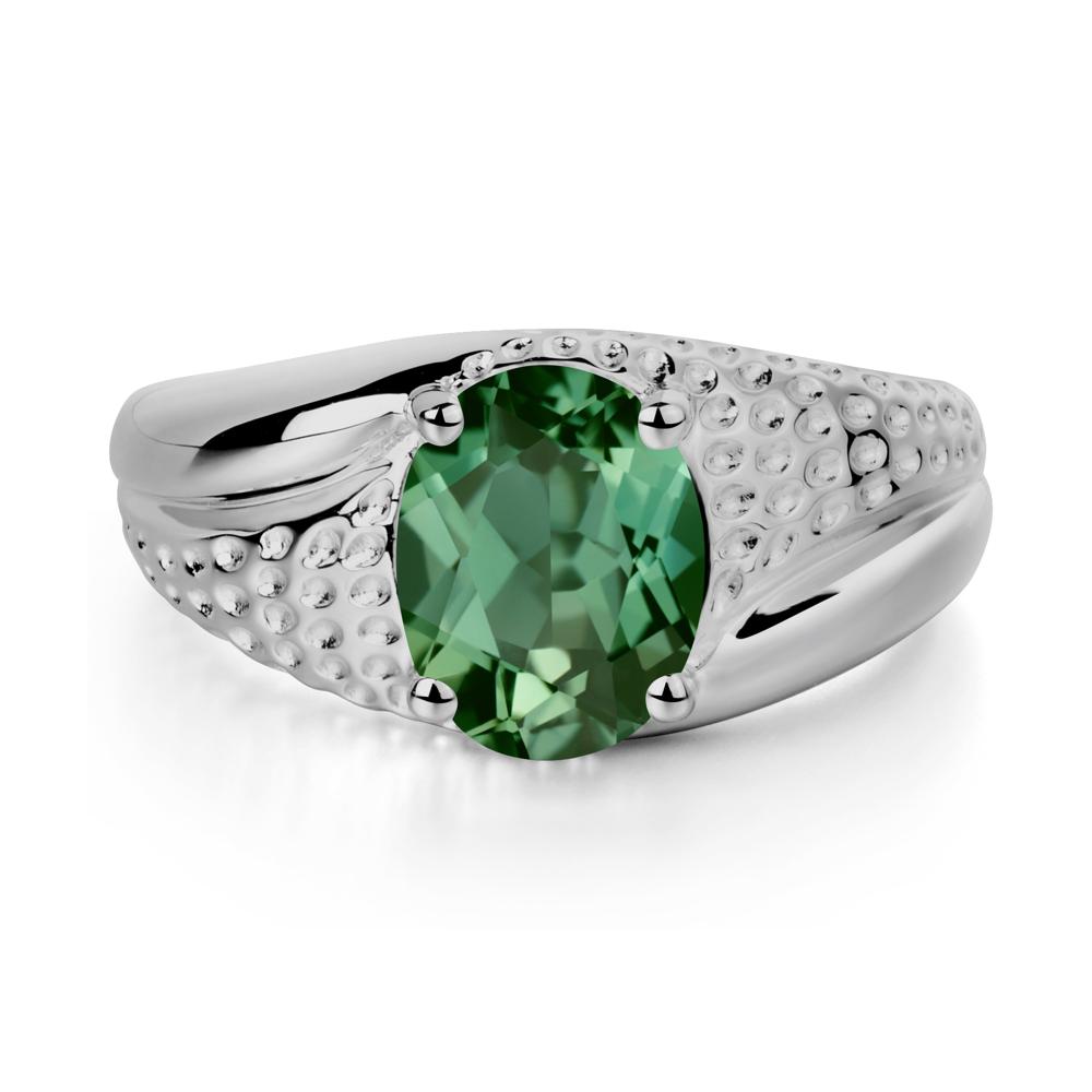 Rugged Oval Green Sapphire Ring for Men - LUO Jewelry #metal_platinum