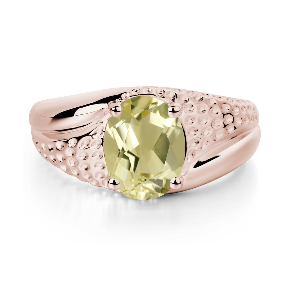 Lemon Quartz Solitaire Ring for Men - LUO Jewelry #metal_14k rose gold