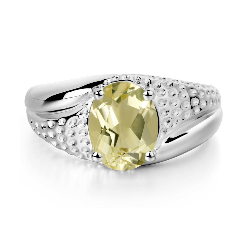 Lemon Quartz Solitaire Ring for Men - LUO Jewelry #metal_14k white gold