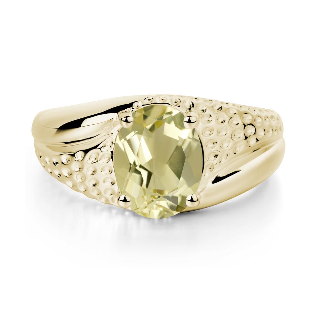 Lemon Quartz Solitaire Ring for Men - LUO Jewelry #metal_14k yellow gold