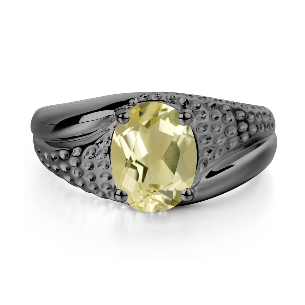 Lemon Quartz Solitaire Ring for Men - LUO Jewelry #metal_black finish sterling silver