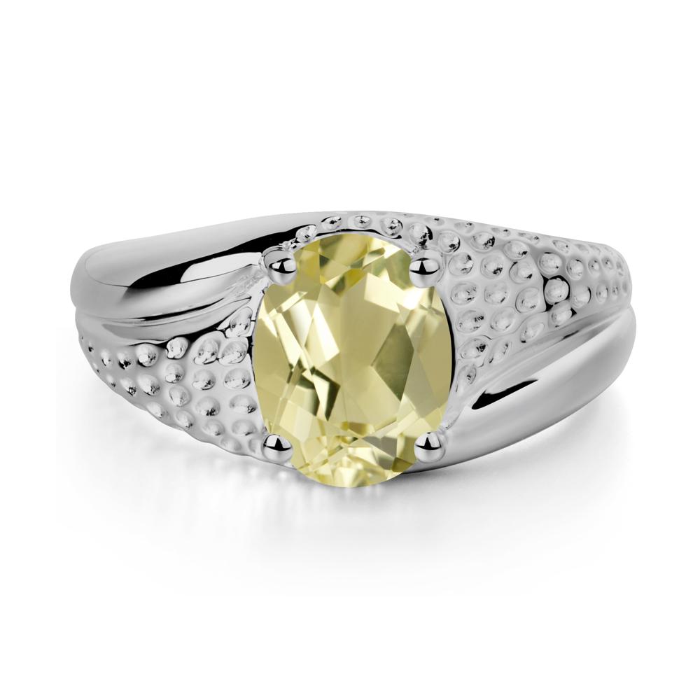 Lemon Quartz Solitaire Ring for Men - LUO Jewelry #metal_platinum