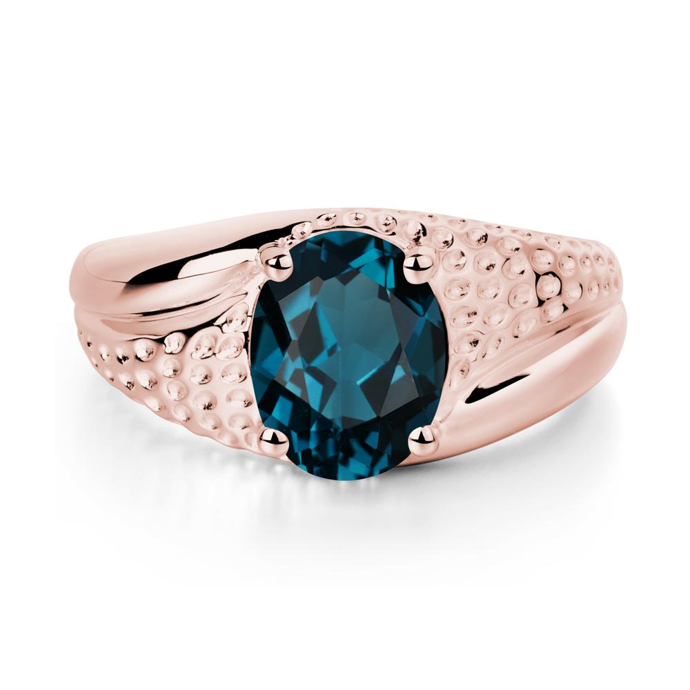 Rugged Oval London Blue Topaz Ring for Men - LUO Jewelry #metal_18k rose gold