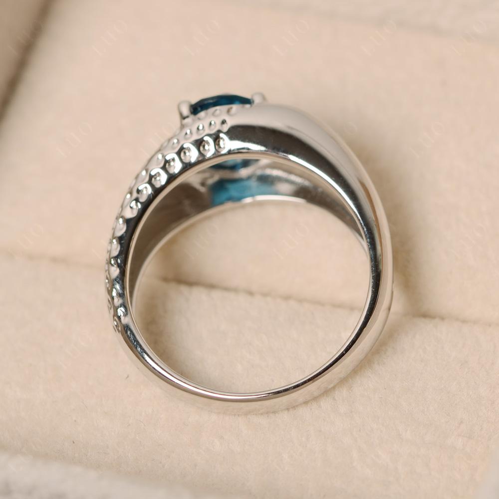 Rugged Oval London Blue Topaz Ring for Men