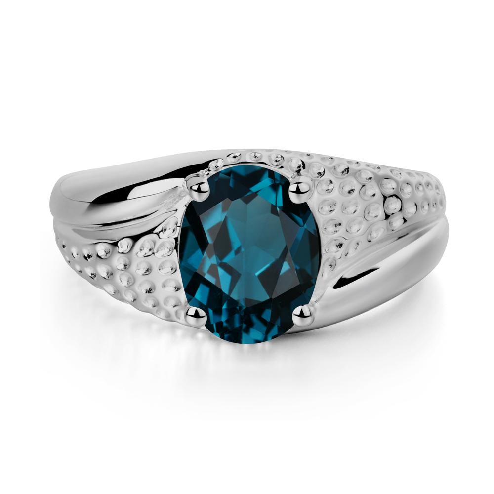 Rugged Oval London Blue Topaz Ring for Men - LUO Jewelry #metal_platinum