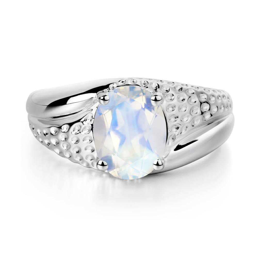 Moonstone Solitaire Ring for Men - LUO Jewelry #metal_14k white gold