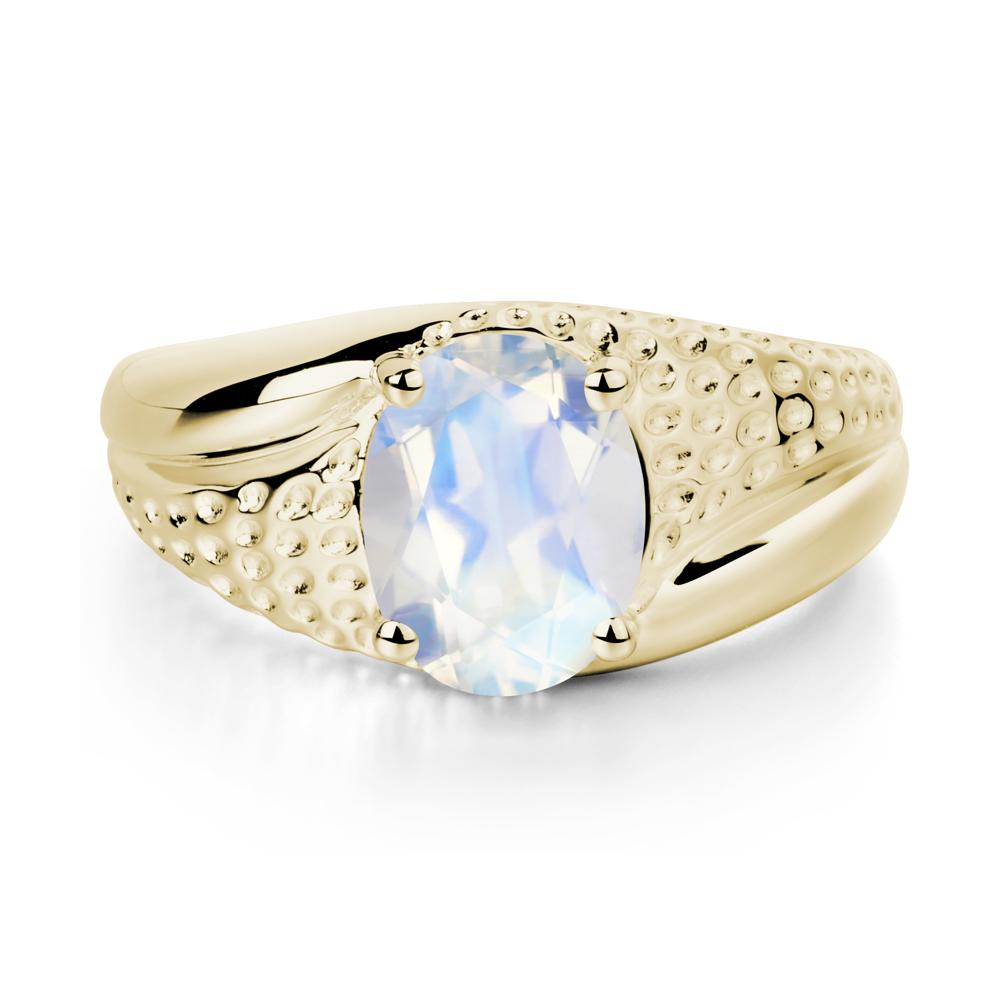 Moonstone Solitaire Ring for Men - LUO Jewelry #metal_14k yellow gold