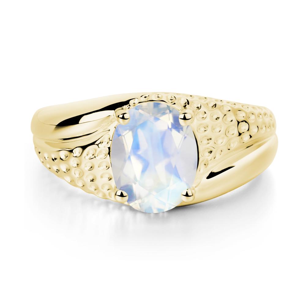 Moonstone Solitaire Ring for Men - LUO Jewelry #metal_18k yellow gold