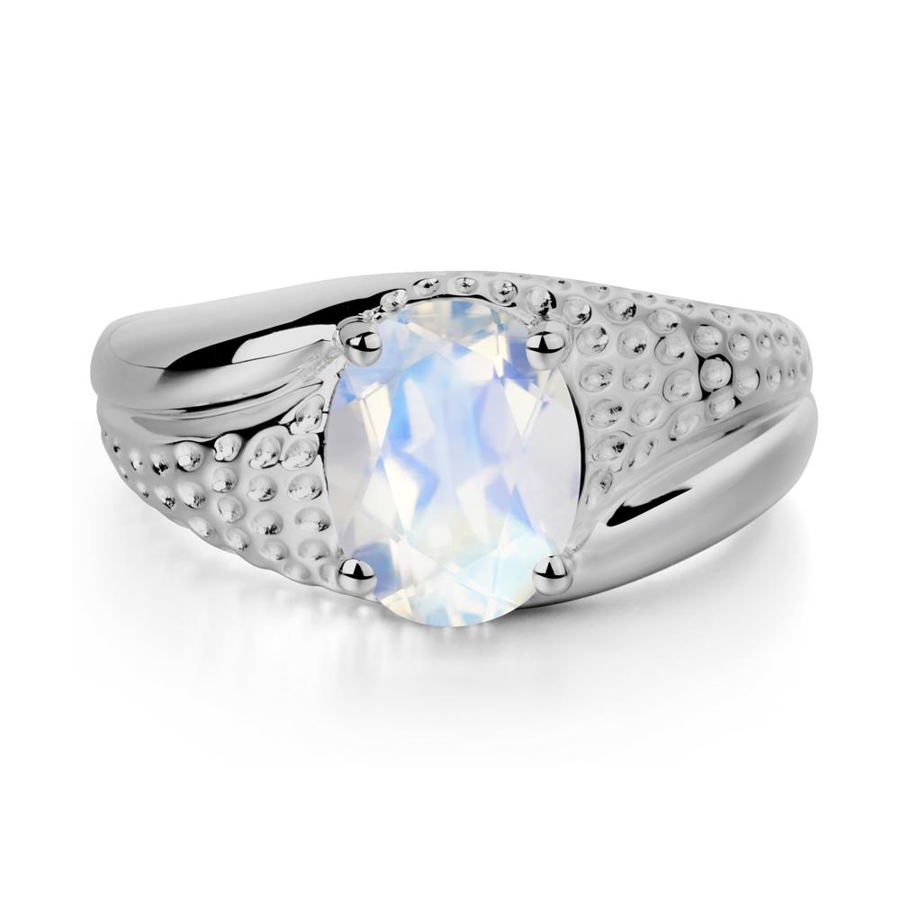 Moonstone Solitaire Ring for Men - LUO Jewelry #metal_platinum