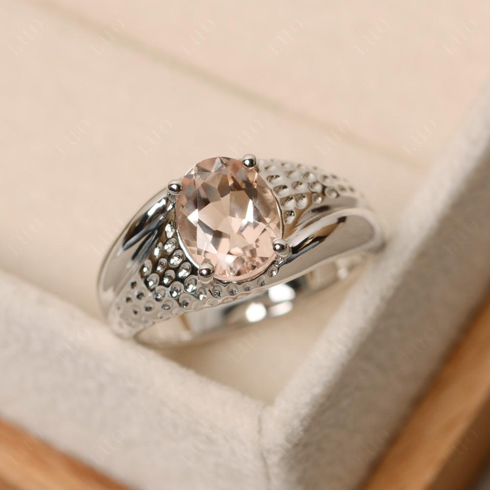 Rugged Oval Morganite Ring for Men