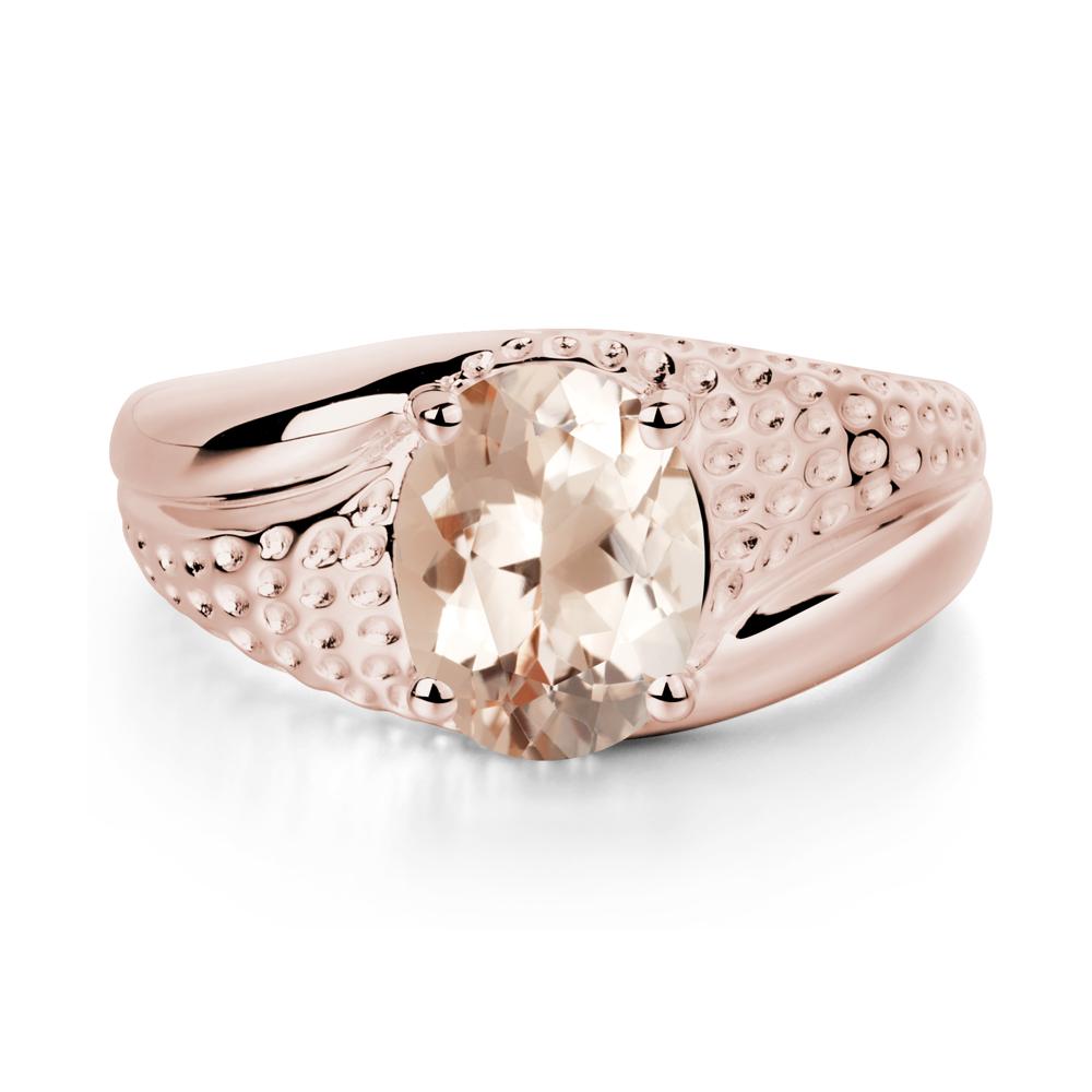 Rugged Oval Morganite Ring for Men - LUO Jewelry #metal_14k rose gold